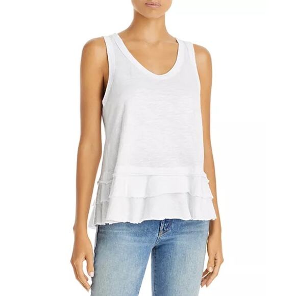 Wilt White Double Tiered Hem Sleeveless Scoop Neck Tank Top Size Small - Picture 1 of 9